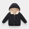 Baby Girls Boys' Winter Fleece Jackets With Hooded Toddler Cotton Dress Warm Lined Coat Outer (Black, 4-5 Years) view 2