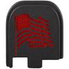 NDZ Performance Slide Cover Back Plate for Glock 43 43X 48 9mm, Black Aluminum with Red Laser Engraved US Flag Images - US Flag Wave 2 view 1
