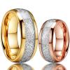 8 mm Men Women Gold Rose Gold Tungsten Wedding Ring Polished Shiny Meteorite Inlay Dome Engagement Ring with Comfort Fit view 2