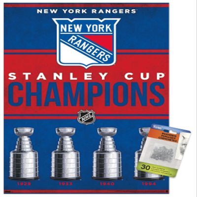 Trends International NHL New York Rangers - Champions 23 Wall Poster, 14.72" x 22.37", Premium Poster & Push Pin Bundle