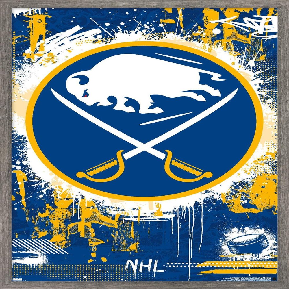 Trends International NHL Buffalo Sabres - Maximalist Logo 23 Wall Poster, 34L x 22.4W, Barnwood Framed Version