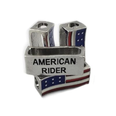 Pack of 2 American Rider Biker Whip Ornament - Metal 4PC Pack | Dual-Sided American Flag Design | Versatile Beads for Whips & Cords