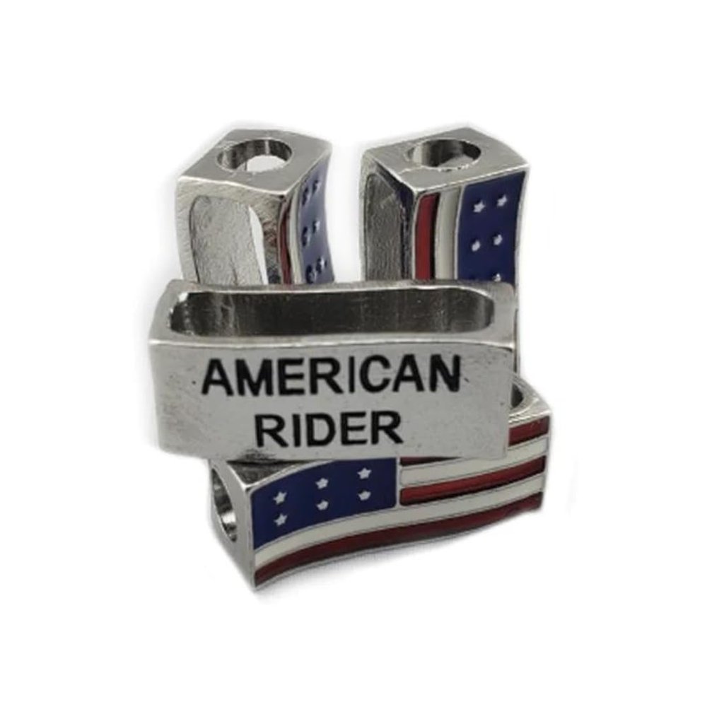 Pack of 2 American Rider Biker Whip Ornament - Metal 4PC Pack | Dual-Sided American Flag Design | Versatile Beads for Whips & Cords
