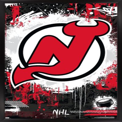 NHL New Jersey Devils - Maximalist Logo 23 Wall Poster, 22.4L" x 14.7W", Black Framed Version