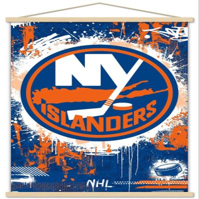 Trends International NHL New York Islanders - Maximalist Logo 23 Wall Poster, 22.37" x 34.00", Premium Print and Beechwood Hanger Bundle