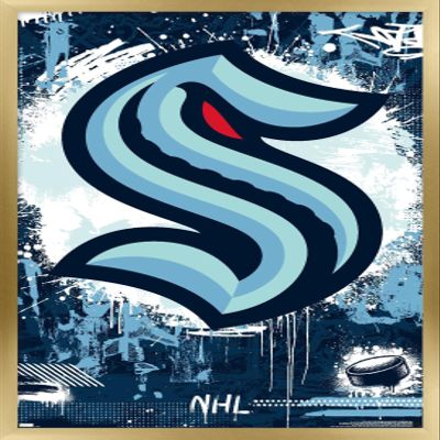Trends International NHL Seattle Kraken - Maximalist Logo 23 Wall Poster, 34L x 22.4W, Gold Framed Version