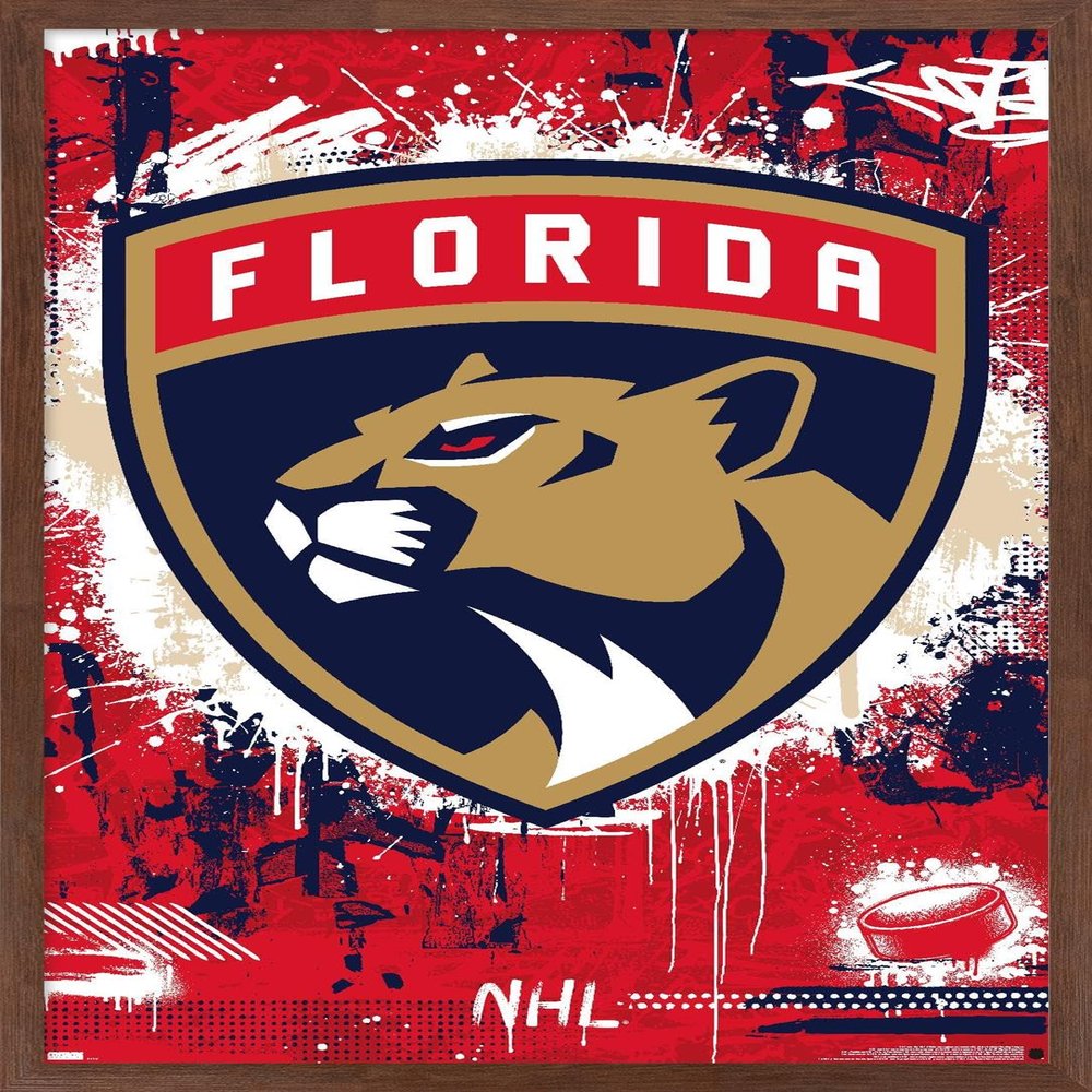 NHL Florida Panthers - Maximalist Logo 23 Wall Poster, 22.4L" x 14.7W", Mahogany Framed Version