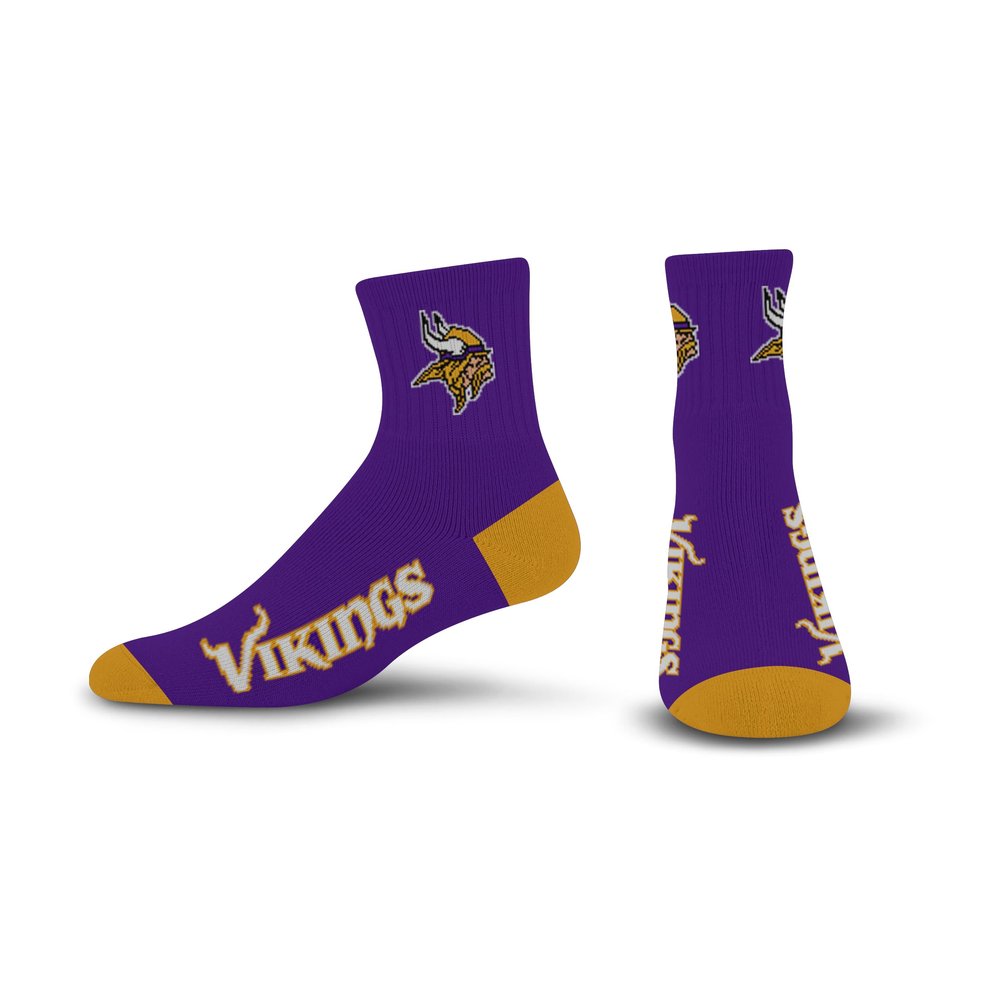 FBF - NFL Team Color Quarter Dress Socks Footwear for Men and Women Game Day Apparel Size Large 10-13 (Minnesota Vikings)