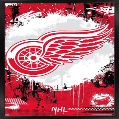 Trends International NHL Detroit Red Wings - Maximalist Logo 23 Wall Poster, 22.4L x 14.7W, Black Framed Version
