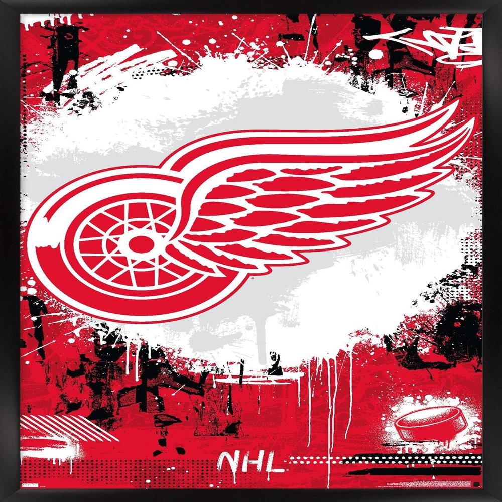 Trends International NHL Detroit Red Wings - Maximalist Logo 23 Wall Poster, 22.4L x 14.7W, Black Framed Version
