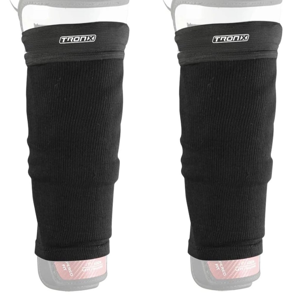 TronX Ice Hockey Shin Guard Tight Sleeves - Senior Adult and Junior - Saves on Shin Guard Tape