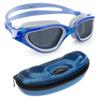 AqtivAqua Swim Goggles Swimming Goggles for Adult Men Women Kids 6-14 Youth Girls Boys Childrens DX-S (Transparent Blue, Blue case, Shade lens) view 2
