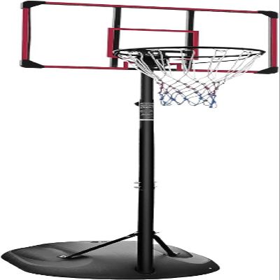 SculPong Basketball Hoop Outdoor Portable Basketball Goal Indoor 7.5-9.2ft Adjustable 32in Backboard Basketball Stand Red Frame
