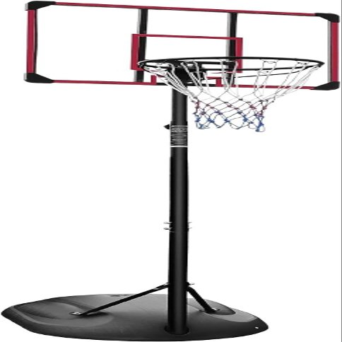SculPong Basketball Hoop Outdoor Portable Basketball Goal Indoor 7.5-9.2ft Adjustable 32in Backboard Basketball Stand Red Frame
