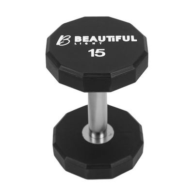12- Sided Premium Urethane Dumbbell Weight | Superior High-Grade Steel Hand Weight for Workout, Fitness | Sizes 5 lbs - 30 lbs with Pink Logo (15 LBS - White Logo)