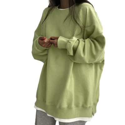 Tunic Sweatshirts Women Crewneck Oversized Cute Pullover Long Sleeve Fall Casual Tops Fashion Y2k Teen Girls Clothes Yellow
