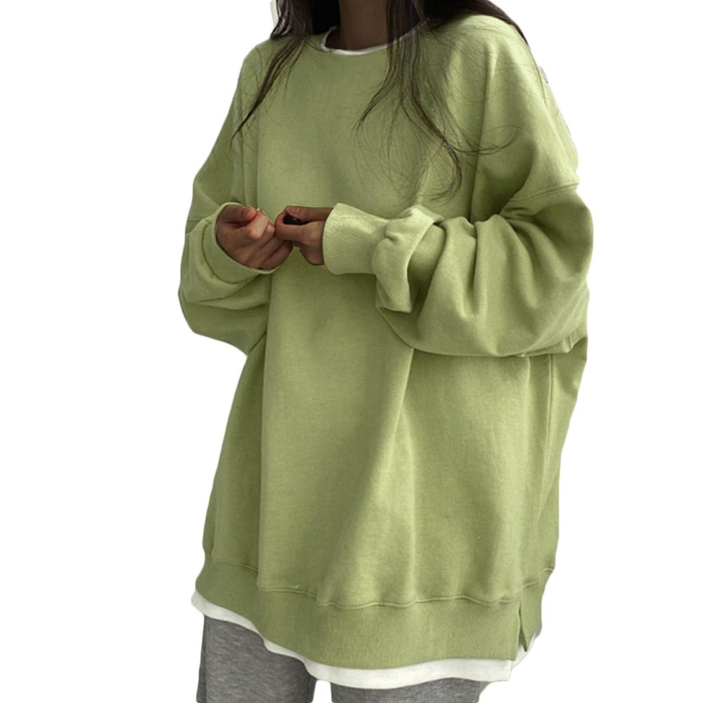 Tunic Sweatshirts Women Crewneck Oversized Cute Pullover Long Sleeve Fall Casual Tops Fashion Y2k Teen Girls Clothes Yellow