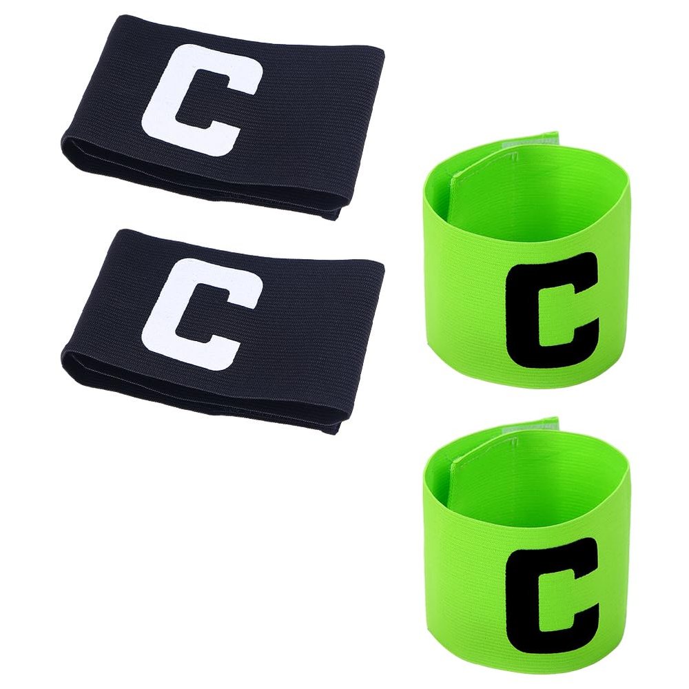 Abaodam Professional Captain Armbands 4-Pack Non-Slip Wear-Resistant Football Bands Reusable Elastic Soccer Basketball Team Sports Wristbands 5.11X2.75In