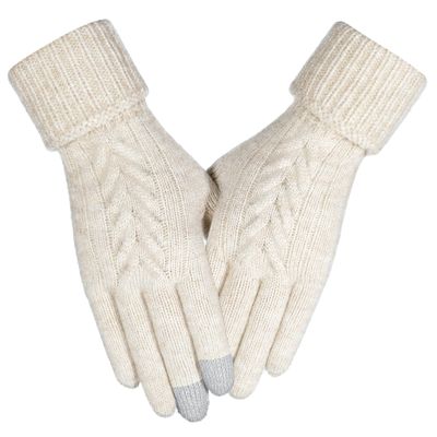 Achiou Women Winter Gloves, Touch Screen Gloves, Elastic Soft Warm Knit Lined, One Size
