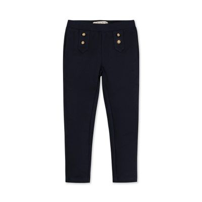 Hope & Henry Baby Girls' Button Placket Ponte Pant, 6-12 Months, Black Double Button