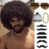 BECUS Curly Wigs Afro Men Wigs for Men Black Wig Soft Short Curly Synthetic Afro Wig Huge for Halloween Party Costume Party Cosplay(5Pcs) view 1
