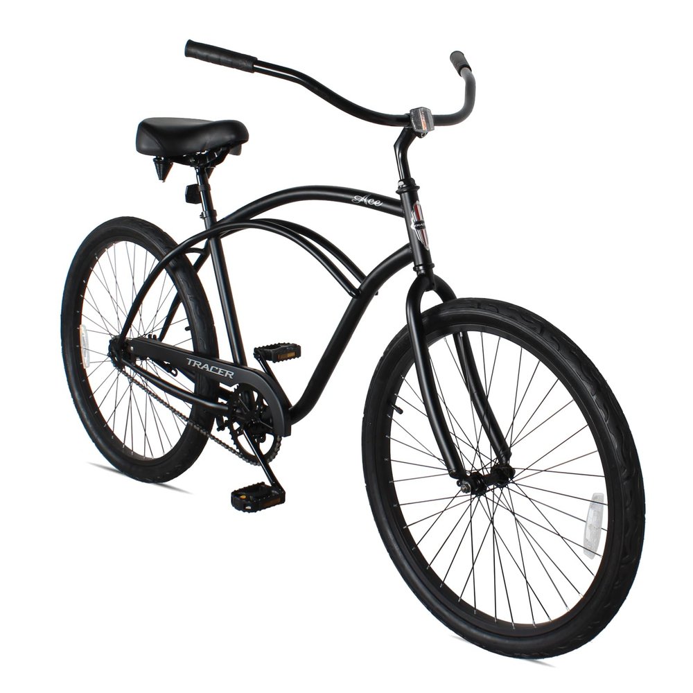 Trace ACE 26 Inch Beach Cruiser Bike, Single Speed Commute Bike Coaster Brake, Step-Through Bicycle for Adult Women & Men, Steel Frame Cruiser Bike Vintage Classic Handlebar (Black, Male)