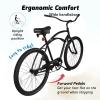 Trace ACE 26 Inch Beach Cruiser Bike, Single Speed Commute Bike Coaster Brake, Step-Through Bicycle for Adult Women & Men, Steel Frame Cruiser Bike Vintage Classic Handlebar (Black, Male) view 3
