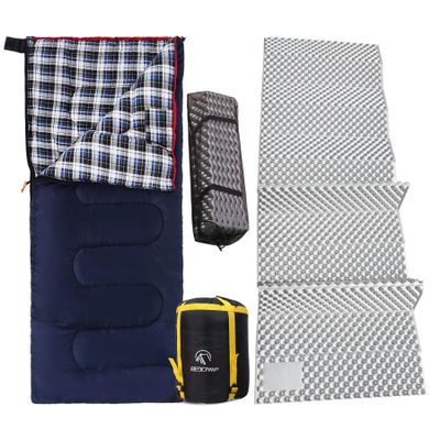 REDCAMP Cotton Flannel Sleeping Bag for Camping Backpacking+Closed Cell Foam Camping Sleeping Pad