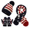 Scarf Skiing Winter Hat Gloves Windproof Sets Children Warm Knit Cycling Hat Kids Knitted Baseball Boys (B, One Size) view 1