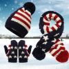 Scarf Skiing Winter Hat Gloves Windproof Sets Children Warm Knit Cycling Hat Kids Knitted Baseball Boys (B, One Size) view 2