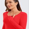 CRZ YOGA Butterluxe Long Sleeve Crop Tops for Women Slim Fit Workout Shirts Cropped Athletic Gym T-Shirts Deep Red Small view 3