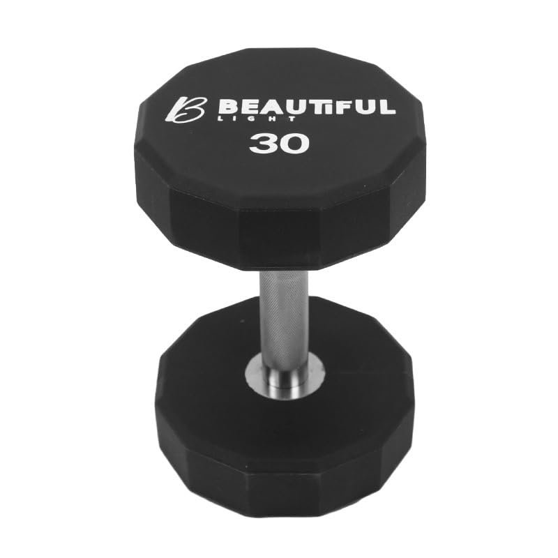12- Sided Premium Urethane Dumbbell Weight | Superior High-Grade Steel Hand Weight for Workout, Fitness | Sizes 5 lbs - 30 lbs with Pink Logo (30 LBS - White Logo)
