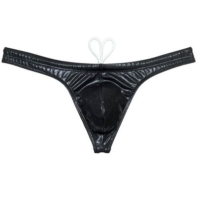 Botmois Men's Shiny Metallic Swimwear Male Pouch Swim Thong Drawstring Bathing Suit Bikini Board Surf Tangas Sport Swimsuits Shiny Black XL