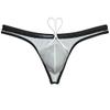 Botmois Men's Shiny Metallic Swimwear Male Pouch Swim Thong Drawstring Bathing Suit Bikini Board Surf Tangas Sport Swimsuits Shiny Black XL view 4