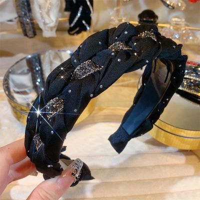 MJKO Black Rhinestone Twist Headband