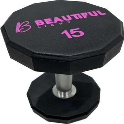 12- Sided Premium Urethane Dumbbell Weight | Superior High-Grade Steel Hand Weight for Workout, Fitness | Sizes 5 lbs - 30 lbs with Pink Logo (15 LBS - Pink Logo)