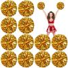 Deekin 12 Pcs Cheerleading Pom Poms Cheerleader Squad Spirited Fun Pompoms 12 Inch Metallic Foil Cheer Pom Poms with Handle Flowers for Sport Team Dance Costume Party 50g Weight Each(Gold) view 1
