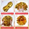 Deekin 12 Pcs Cheerleading Pom Poms Cheerleader Squad Spirited Fun Pompoms 12 Inch Metallic Foil Cheer Pom Poms with Handle Flowers for Sport Team Dance Costume Party 50g Weight Each(Gold) view 3