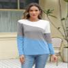 Minetom Women's Color Block Tops Casual Long Sleeve Tunic Round Neck Pullover Shirts view 2