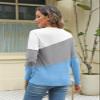 Minetom Women's Color Block Tops Casual Long Sleeve Tunic Round Neck Pullover Shirts view 4