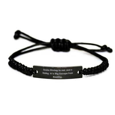 Surprise Scuba Diving Gifts, Scuba Diving is not Just a Hobby. It's, Birthday Black Rope Bracelet For Scuba Diving from Friends, Scuba diving birthday present, Gift ideas for scuba divers, Unique