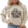 ESIKAH Life is Better at The Lake Sweatshirt Lake Life Sweatshirt for Women Women Funny Graphic Crewneck Pullover Tops Beige view 1