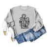 ESIKAH Life is Better at The Lake Sweatshirt Lake Life Sweatshirt for Women Women Funny Graphic Crewneck Pullover Tops Beige view 3