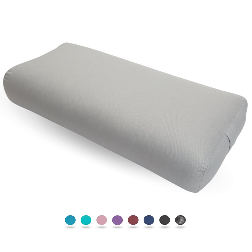 Everyday Yoga Premium Bolster, Soft & Supportive Meditation Pillow with Carry Handle, Lightweight Cushion, Slate - Rectangular