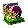 Better Display Cases Acrylic Full-Size Football Helmet Display Case with Mirror Case, Red Risers and Turf Base - 14.5" x 11" x 12" (V44/A002) view 1