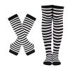 SUNTRADE Womens Girls Cosplay Striped Knee High Socks Leg Arm Warmer Fingerless Gloves Set (Black-White) view 1