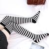 SUNTRADE Womens Girls Cosplay Striped Knee High Socks Leg Arm Warmer Fingerless Gloves Set (Black-White) view 2