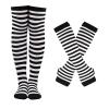 SUNTRADE Womens Girls Cosplay Striped Knee High Socks Leg Arm Warmer Fingerless Gloves Set (Black-White) view 3