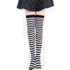 SUNTRADE Womens Girls Cosplay Striped Knee High Socks Leg Arm Warmer Fingerless Gloves Set (Black-White) view 4