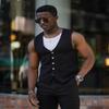 Ulnomio Men's Tailored Fit Suit Vest Single Breasted for Casual Travel Waistcoat view 2